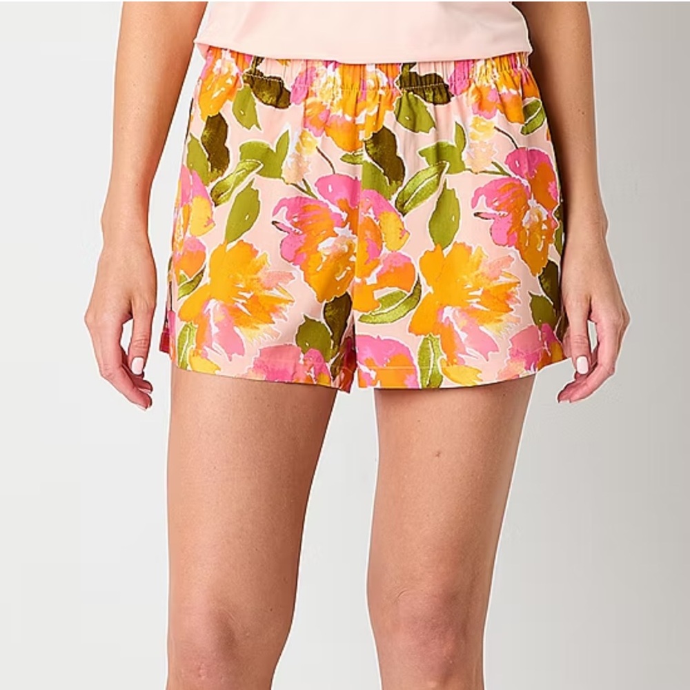Sleep Chic April Blush Floral Elastic-Waist Loungewear Women’s Shorts - S